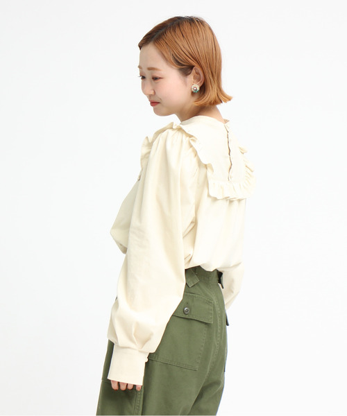 Dot&Stripes CHILD WOMAN(ドットアンドストライプス チャイルドウーマン)の「極細コールディアモイスト パフ袖ブラウス(シャツ/ブラウス・レディース・アイボリー/レッド/ネイビー・FREE)」の21枚目の写真