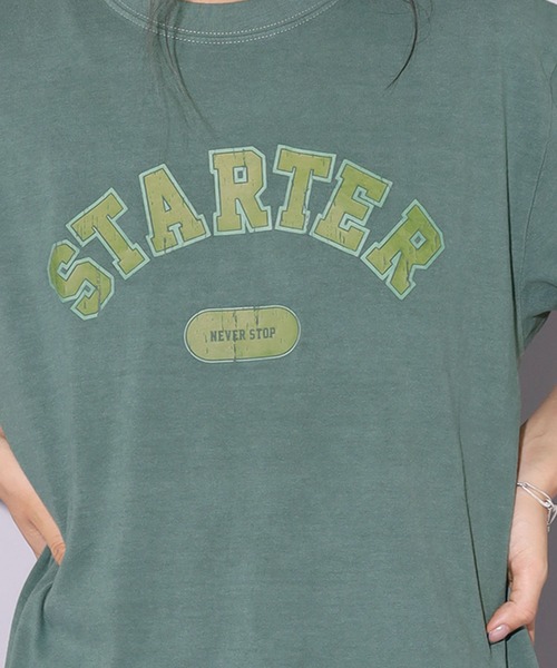 STARTER(スターター)の「STARTER/スターター ピグメント加工ひび割れプリントTEE ワンポイントロゴTシャツ ビッグシルエットカットソー(Tシャツ/カットソー・メンズ・チャコール/ダークグリーン/ライトグレー・M/L/XL)」の22枚目の写真