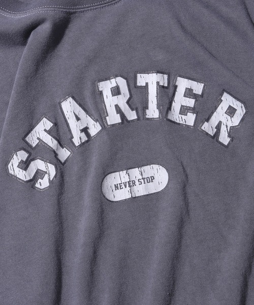 STARTER(スターター)の「STARTER/スターター ピグメント加工ひび割れプリントTEE ワンポイントロゴTシャツ ビッグシルエットカットソー(Tシャツ/カットソー・メンズ・チャコール/ダークグリーン/ライトグレー・M/L/XL)」の7枚目の写真