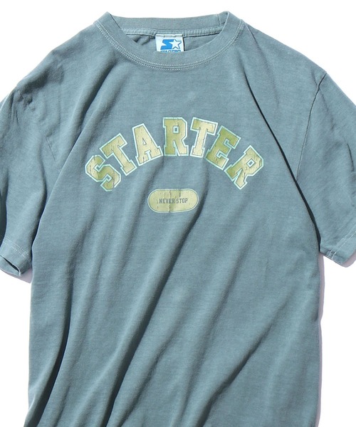 STARTER(スターター)の「STARTER/スターター ピグメント加工ひび割れプリントTEE ワンポイントロゴTシャツ ビッグシルエットカットソー(Tシャツ/カットソー・メンズ・チャコール/ダークグリーン/ライトグレー・M/L/XL)」の14枚目の写真