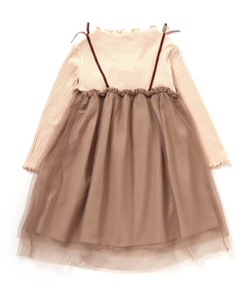 Seraph（セラフ）の「チュールドッキングワンピース（ワンピース・キッズ・ブラック/アイボリー/レンガ・90/100/110/120/80/130/95/140）」の5枚目の写真