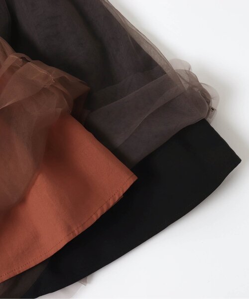 Seraph（セラフ）の「チュールドッキングワンピース（ワンピース・キッズ・ブラック/アイボリー/レンガ・90/100/110/120/80/130/95/140）」の9枚目の写真