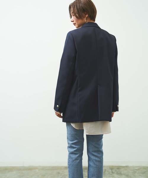 HERENCIA（ヘレンチア）の「ピークドラペル ダブル 4B ブレザー ジャケット（テーラードジャケット・レディース・ベージュ/ダークネイビー/セージグリーン・MEDIUM）」の22枚目の写真