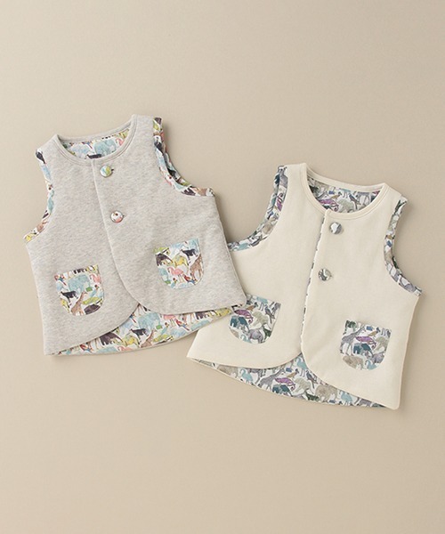 sense of wonder（センスオブワンダー）の「キューフォーザズーリバーシブルベスト 【日本製】（ベスト・キッズ・ライトグレー/キナリ・70-80cm）」の10枚目の写真