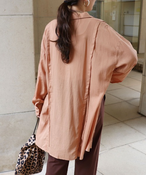 andme(アンドミー)の「コットン長袖ウエストドローシャツブラウス(シャツ/ブラウス・レディース・ブラック/オフホワイト/ベージュ/ライトブラウン/カーキ/イエロー・M)」の4枚目の写真
