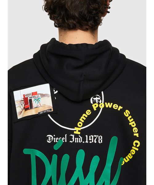 DIESEL（ディーゼル）の「メンズ パーカー プリント エンブロイ