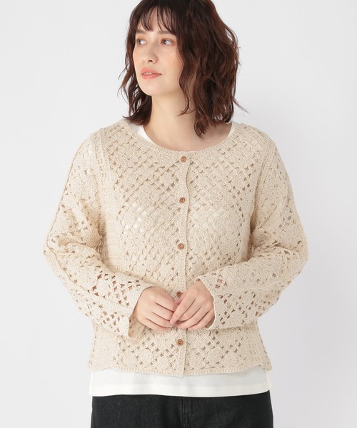 studio CLIP(スタディオクリップ)の「クロシェレースカーディガン(カーディガン/ボレロ・レディース・ブラウン/アイボリー・FREE)」の2枚目の写真