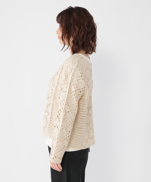 studio CLIP(スタディオクリップ)の「クロシェレースカーディガン(カーディガン/ボレロ・レディース・ブラウン/アイボリー・FREE)」の4枚目の写真