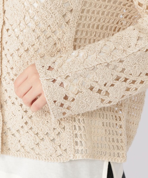 studio CLIP(スタディオクリップ)の「クロシェレースカーディガン(カーディガン/ボレロ・レディース・ブラウン/アイボリー・FREE)」の3枚目の写真