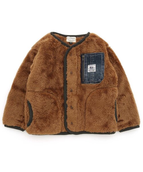 F.O.KIDS（エフオーキッズ）の「ファーフリースジャケット（テーラードジャケット・キッズ・ブラウン/カーキ/ベージュ・100/80/90/130/95/120/110/140）」の2枚目の写真