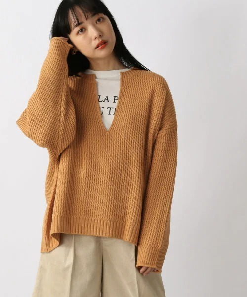 LOWRYS FARM（ローリーズファーム）の「スリットプルオーバーＬＳ　216148（ニット/セーター・レディース・グリーン/アイボリー/グレー/ブラック/オレンジ・FREE）」の5枚目の写真