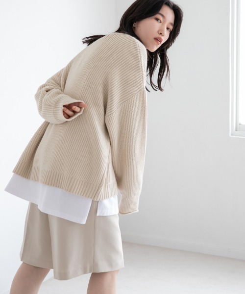 LOWRYS FARM（ローリーズファーム）の「スリットプルオーバーＬＳ　216148（ニット/セーター・レディース・グリーン/アイボリー/グレー/ブラック/オレンジ・FREE）」の10枚目の写真