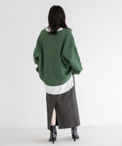 LOWRYS FARM（ローリーズファーム）の「スリットプルオーバーＬＳ　216148（ニット/セーター・レディース・グリーン/アイボリー/グレー/ブラック/オレンジ・FREE）」の12枚目の写真