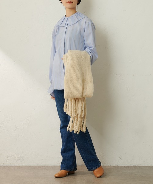 SHENERY（シーナリー）の「リサイクルラッセルボリュームフリンジストール（ストール/ショール・レディース・グレー/アイボリー・FREE）」の19枚目の写真