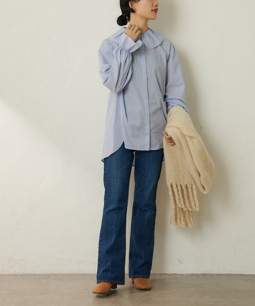 SHENERY（シーナリー）の「リサイクルラッセルボリュームフリンジストール（ストール/ショール・レディース・グレー/アイボリー・FREE）」の20枚目の写真