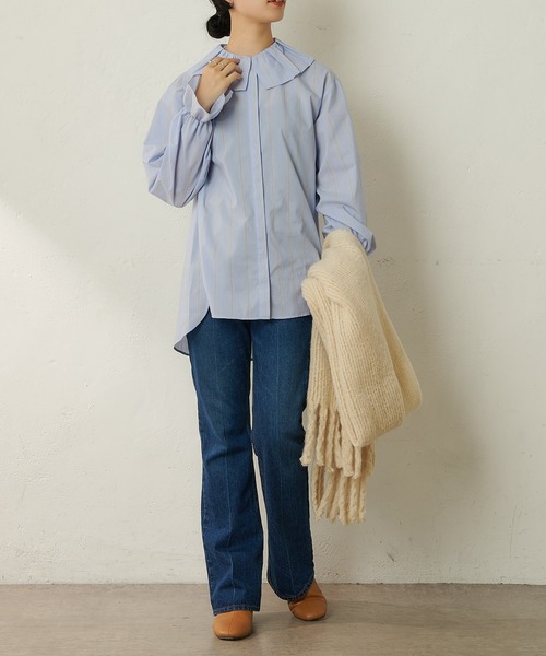 SHENERY（シーナリー）の「リサイクルラッセルボリュームフリンジストール（ストール/ショール・レディース・グレー/アイボリー・FREE）」の21枚目の写真