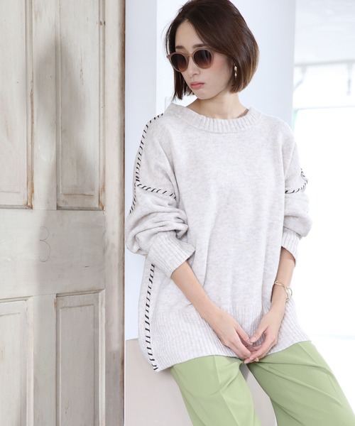 White Collection(ホワイトコレクション)の「ZOZOTOWN限定アイテム! 2021AW 5GG もちもち配色ハンドステッチ入り2WAYニットカーディガン(ニット/セーター・レディース・アイボリー/ブラック/ライトベージュ・FREE)」の18枚目の写真