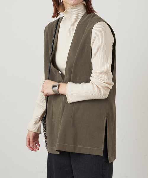 CIAOPANIC TYPY(チャオパニックティピー)の「スウェード配色ステッチVネックベスト(ベスト・レディース・カーキ/キャメル/アイボリー・ONE SIZE)」の20枚目の写真