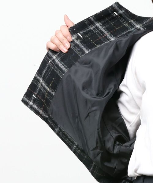 Settimissimo（セッティミッシモ）の「ツイードチェックショートジャケット（ノーカラージャケット・レディース・ブラック/ブラウン/グレー・FREE）」の10枚目の写真