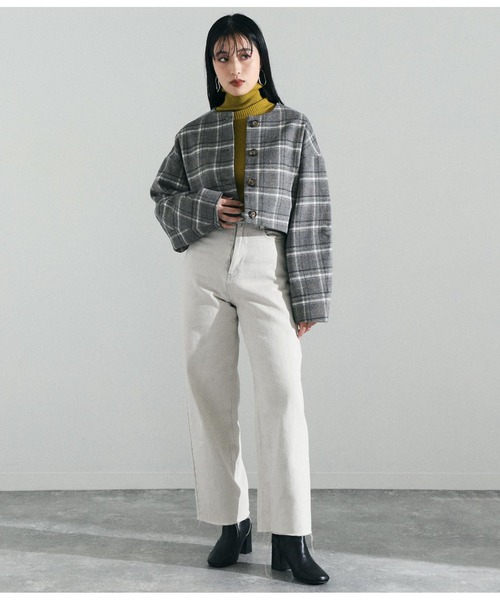 Settimissimo（セッティミッシモ）の「ツイードチェックショートジャケット（ノーカラージャケット・レディース・ブラック/ブラウン/グレー・FREE）」の16枚目の写真