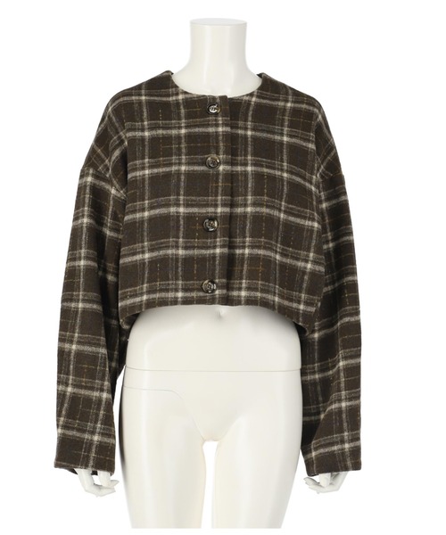 Settimissimo（セッティミッシモ）の「ツイードチェックショートジャケット（ノーカラージャケット・レディース・ブラック/ブラウン/グレー・FREE）」の20枚目の写真