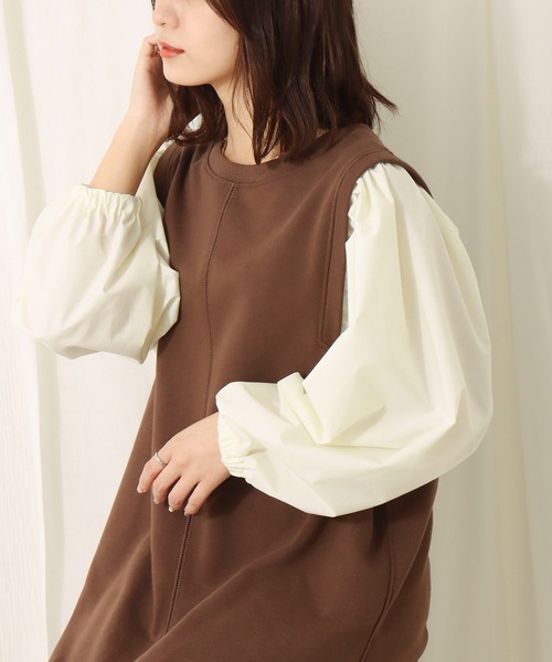 libelle more（リベル モア）の「ドッキングスウェットワンピース（ワンピース・レディース・ベージュ/ブラウン/ピンク・M/L）」の9枚目の写真