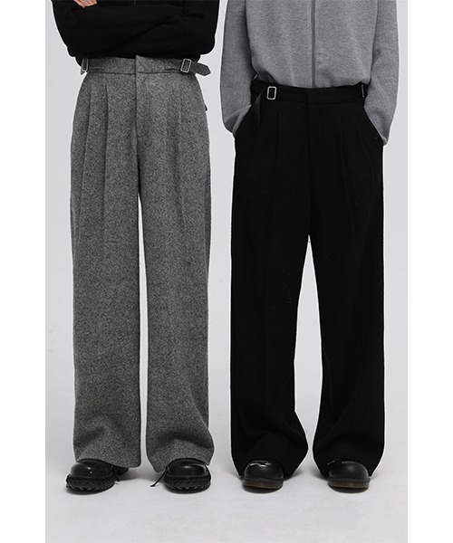 MASONPRINCE（メイソンプリンス）の「【MASONPRINCE】2 tuck wide side adjustment slacks SK2080（スラックス・メンズ・ブラック/グレー・XL/L/M/S）」の22枚目の写真