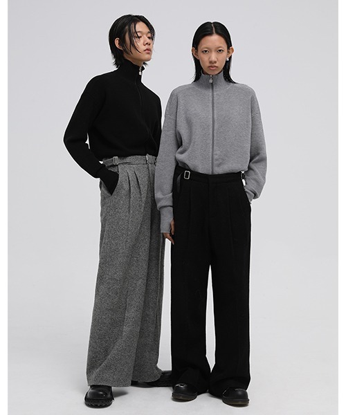 MASONPRINCE（メイソンプリンス）の「【MASONPRINCE】2 tuck wide side adjustment slacks SK2080（スラックス・メンズ・ブラック/グレー・XL/L/M/S）」の7枚目の写真