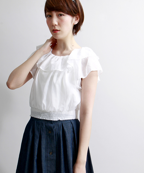 WEGO（ウィゴー）の「WEGO/フリルオフショルブラウス（シャツ/ブラウス・レディース・ホワイト/ブラック/ブルー系その他/ライトイエロー/その他1・FREE）」の2枚目の写真