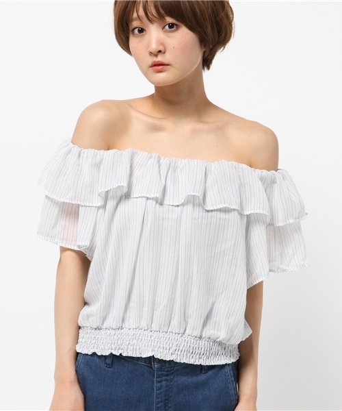 WEGO（ウィゴー）の「WEGO/フリルオフショルブラウス（シャツ/ブラウス・レディース・ホワイト/ブラック/ブルー系その他/ライトイエロー/その他1・FREE）」の8枚目の写真