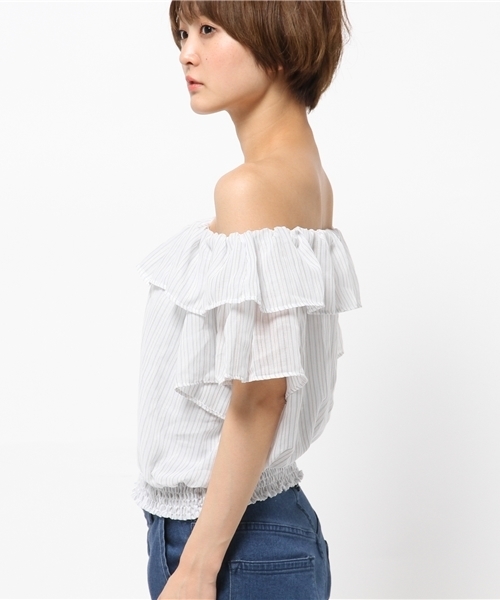 WEGO（ウィゴー）の「WEGO/フリルオフショルブラウス（シャツ/ブラウス・レディース・ホワイト/ブラック/ブルー系その他/ライトイエロー/その他1・FREE）」の9枚目の写真