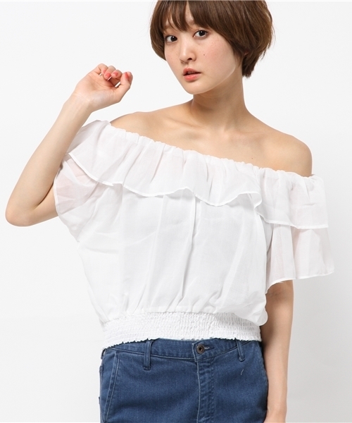 WEGO（ウィゴー）の「WEGO/フリルオフショルブラウス（シャツ/ブラウス・レディース・ホワイト/ブラック/ブルー系その他/ライトイエロー/その他1・FREE）」の12枚目の写真