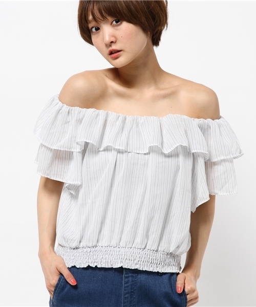 WEGO（ウィゴー）の「WEGO/フリルオフショルブラウス（シャツ/ブラウス・レディース・ホワイト/ブラック/ブルー系その他/ライトイエロー/その他1・FREE）」の14枚目の写真