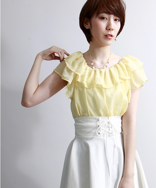 WEGO（ウィゴー）の「WEGO/フリルオフショルブラウス（シャツ/ブラウス・レディース・ホワイト/ブラック/ブルー系その他/ライトイエロー/その他1・FREE）」の18枚目の写真