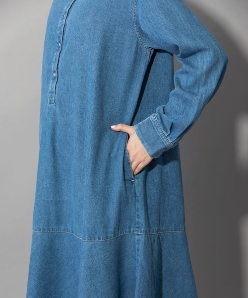 Munich（ミューニック）の「Munich(ミューニック) 8oz7イヤーズスラブデニム　フレアヘムロングワンピース（ワンピース・レディース・インディゴブルー・FREE）」の5枚目の写真