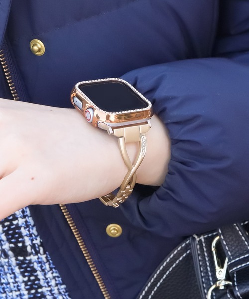 Urban Coral（アーバンコーラル）の「Apple Watch Band / アップルウォッチ バンド スリムチェーンジルコニアステンレス / Urban Coral（デジタル腕時計・レディース・ブラック/ローズ系/シルバー/ピンクゴールド/シャンパン・40mm/44mm）」の5枚目の写真
