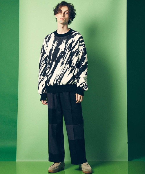 MAISON SPECIAL（メゾンスペシャル）の「《ユニセックスアイテム》サスティナブルパッチワークワンタックワイドパンツ【MAISON SPECIAL/メゾンスペシャル】（スラックス・メンズ・ブラック・0/1）」の2枚目の写真