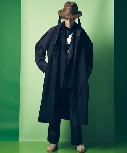 MAISON SPECIAL（メゾンスペシャル）の「《ユニセックスアイテム》サスティナブルパッチワークワンタックワイドパンツ【MAISON SPECIAL/メゾンスペシャル】（スラックス・メンズ・ブラック・0/1）」の4枚目の写真