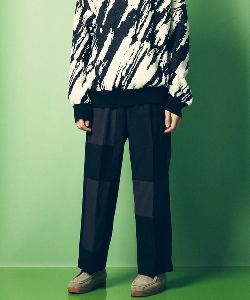 MAISON SPECIAL（メゾンスペシャル）の「《ユニセックスアイテム》サスティナブルパッチワークワンタックワイドパンツ【MAISON SPECIAL/メゾンスペシャル】（スラックス・メンズ・ブラック・0/1）」の5枚目の写真