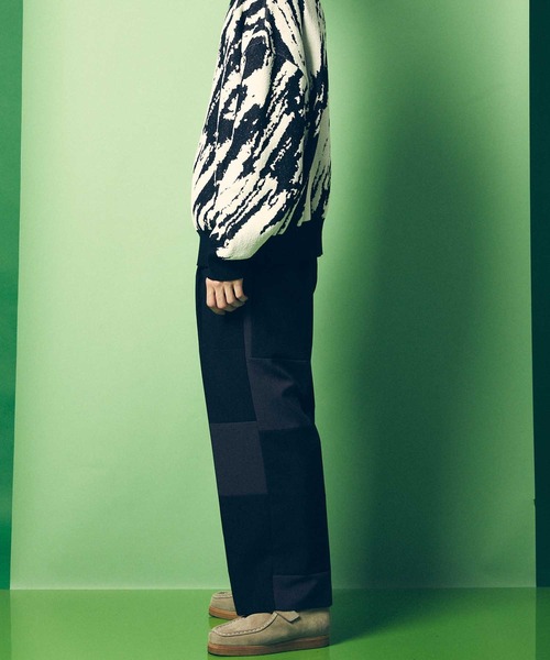 MAISON SPECIAL（メゾンスペシャル）の「《ユニセックスアイテム》サスティナブルパッチワークワンタックワイドパンツ【MAISON SPECIAL/メゾンスペシャル】（スラックス・メンズ・ブラック・0/1）」の6枚目の写真