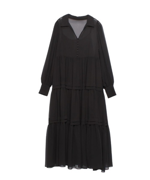 EIMY ISTOIRE(エイミーイストワール)の「ギャザーシフォンボリュームロングワンピース(ワンピース・レディース・アイボリー/ブラック・FREE)」の20枚目の写真