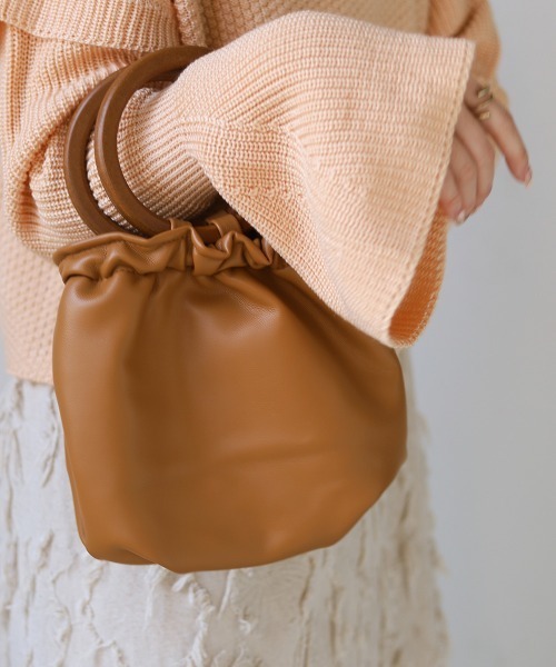 Bab（バブ）の「ウッドハンドルミニバッグ（ハンドバッグ・レディース・ライトブルー/ブラック/オフホワイト/キャメル・ONESIZE）」の9枚目の写真