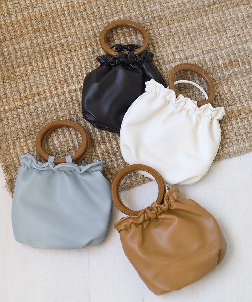 Bab（バブ）の「ウッドハンドルミニバッグ（ハンドバッグ・レディース・ライトブルー/ブラック/オフホワイト/キャメル・ONESIZE）」の22枚目の写真