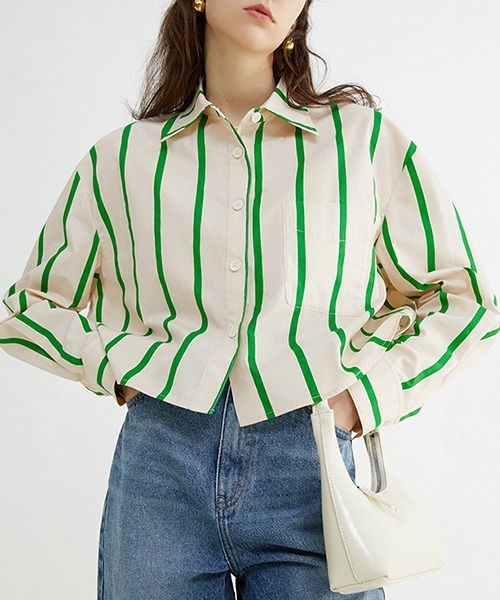 Fano Studios(ファノ ストゥディオズ)の「【Fano Studios】Color bold stripe short shirts FC22S038(シャツ/ブラウス・レディース・グリーン・M/L/S)」の5枚目の写真