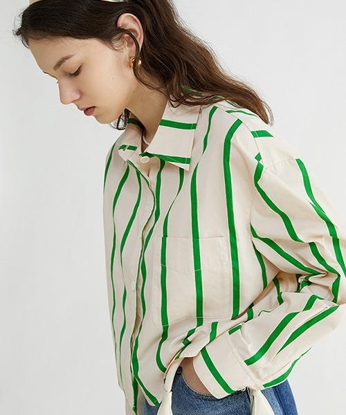 Fano Studios(ファノ ストゥディオズ)の「【Fano Studios】Color bold stripe short shirts FC22S038(シャツ/ブラウス・レディース・グリーン・M/L/S)」の6枚目の写真