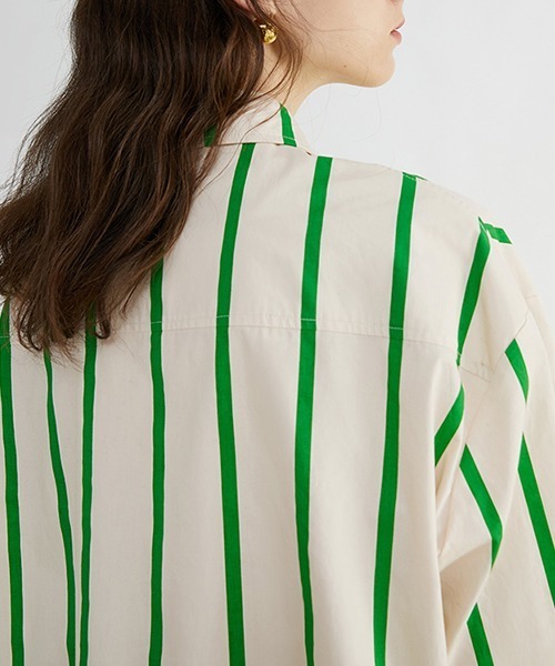 Fano Studios(ファノ ストゥディオズ)の「【Fano Studios】Color bold stripe short shirts FC22S038(シャツ/ブラウス・レディース・グリーン・M/L/S)」の7枚目の写真