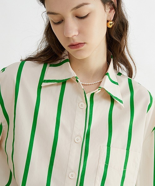 Fano Studios(ファノ ストゥディオズ)の「【Fano Studios】Color bold stripe short shirts FC22S038(シャツ/ブラウス・レディース・グリーン・M/L/S)」の8枚目の写真