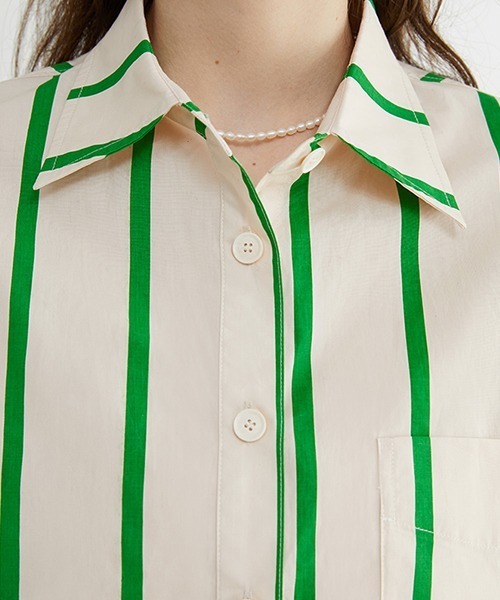 Fano Studios(ファノ ストゥディオズ)の「【Fano Studios】Color bold stripe short shirts FC22S038(シャツ/ブラウス・レディース・グリーン・M/L/S)」の9枚目の写真