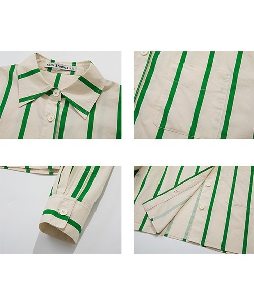 Fano Studios(ファノ ストゥディオズ)の「【Fano Studios】Color bold stripe short shirts FC22S038(シャツ/ブラウス・レディース・グリーン・M/L/S)」の12枚目の写真