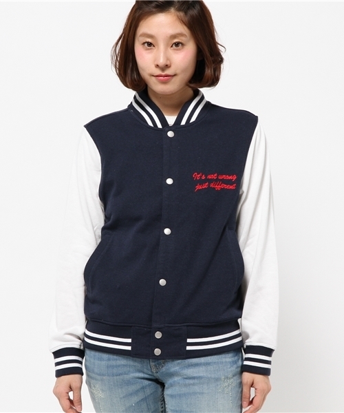 WEGO（ウィゴー）の「WEGO/スウェットスタジャン（スタジャン・レディース・ライトグレー/ネイビー/ライトピンク・FREE）」の4枚目の写真